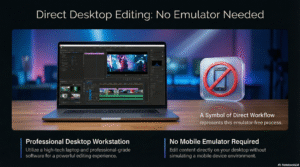 Feature image for CapCut PC guide showing professional desktop video editing workflow without using a mobile emulator.