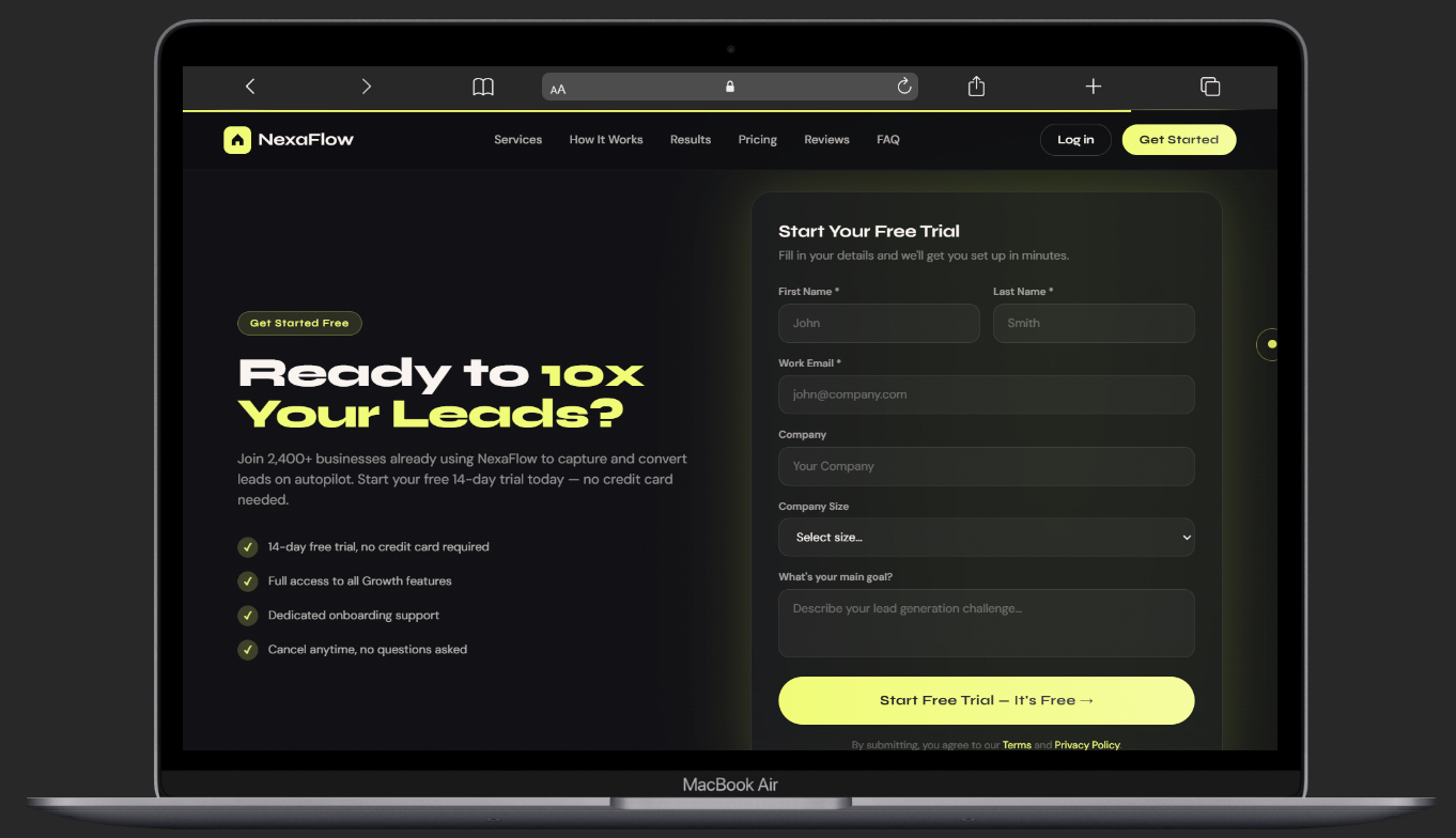 NexaFlow – SaaS Lead Generation Landing Page Template